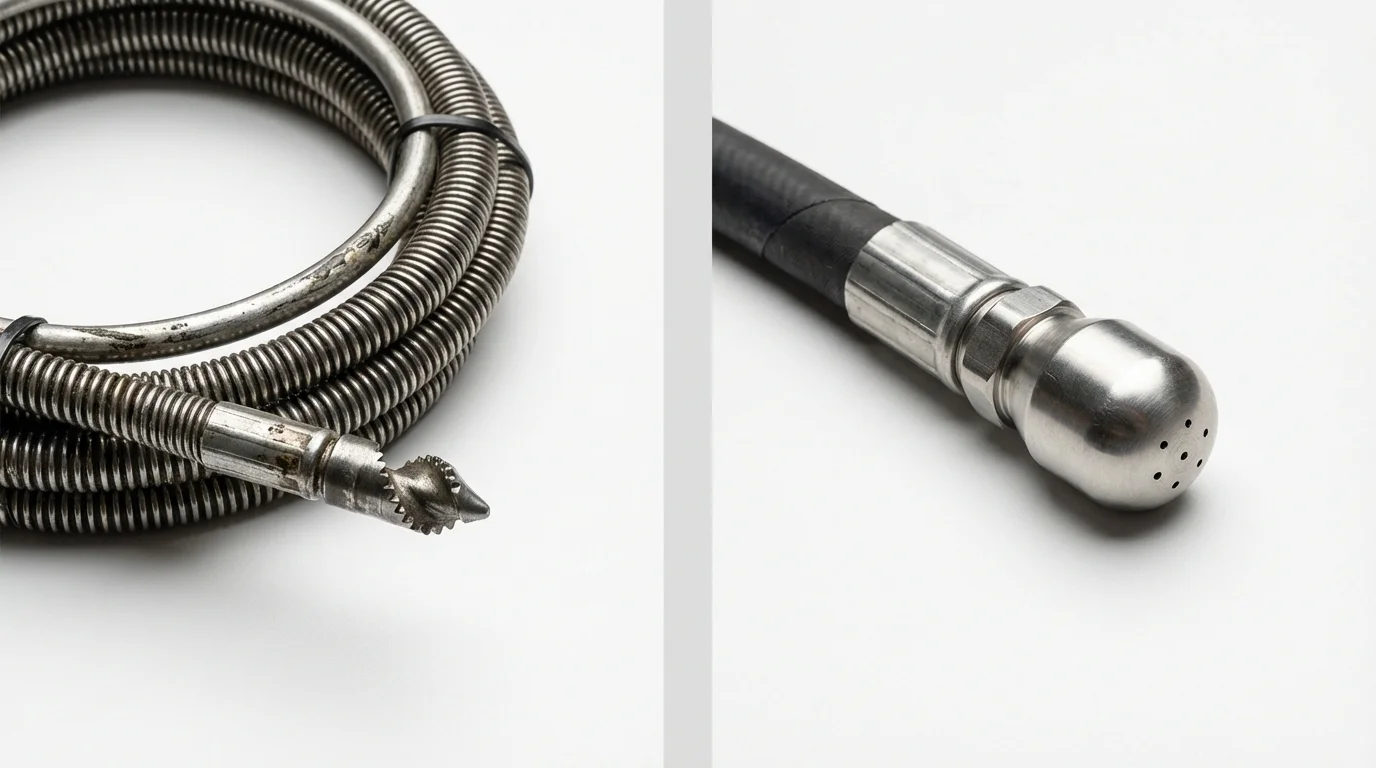 Drain snake cable and hydro jetting nozzle used for drain cleaning in Sitka, AK