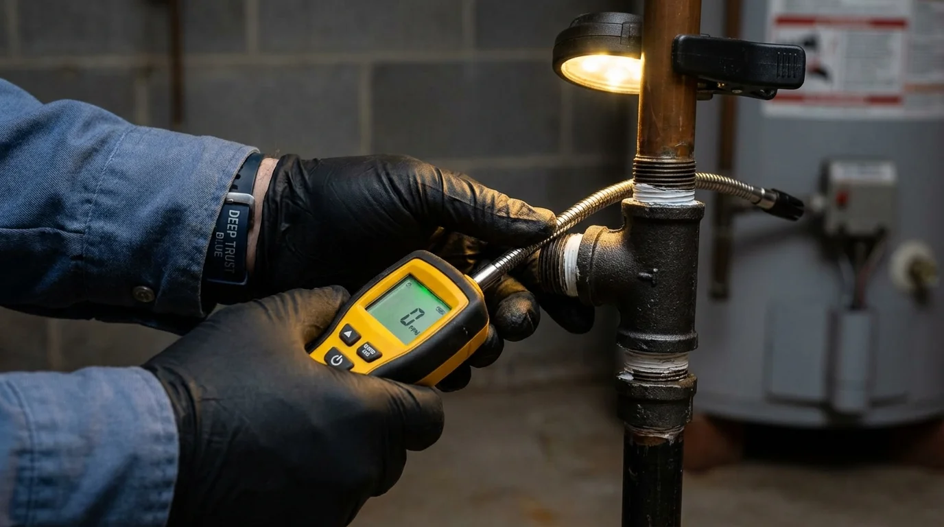 Gas leak detection with electronic sniffer by Johns Plumbing LLC in Sitka