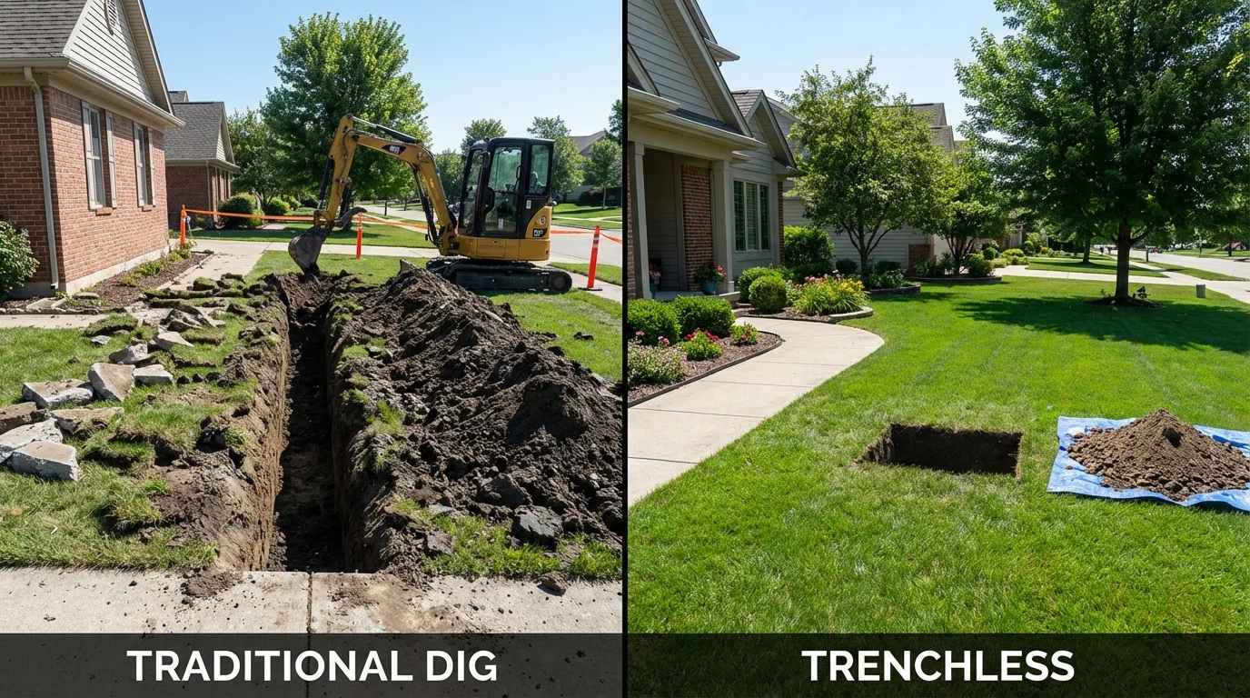 Trenchless sewer repair with minimal yard damage versus traditional excavation in Sitka, AK